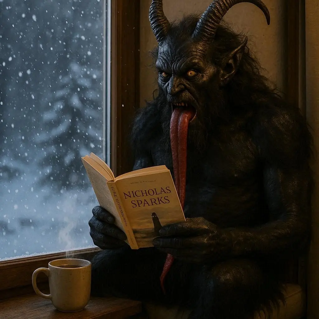 Krampus enjoys the latest from Nicholas Sparks.
